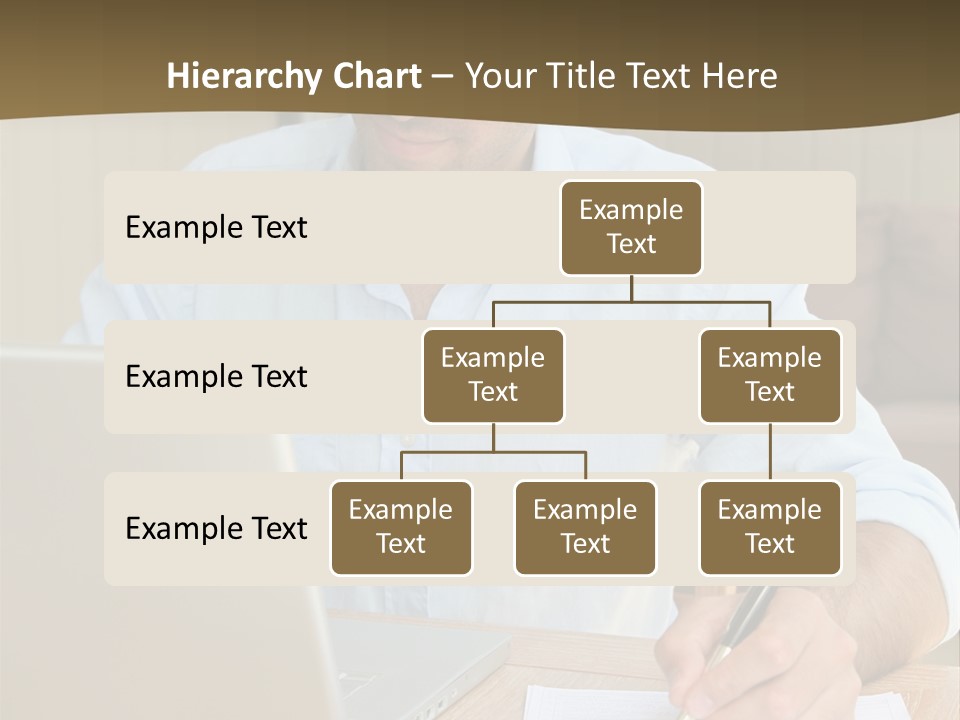 A Man Sitting At A Desk Writing On A Piece Of Paper PowerPoint Template