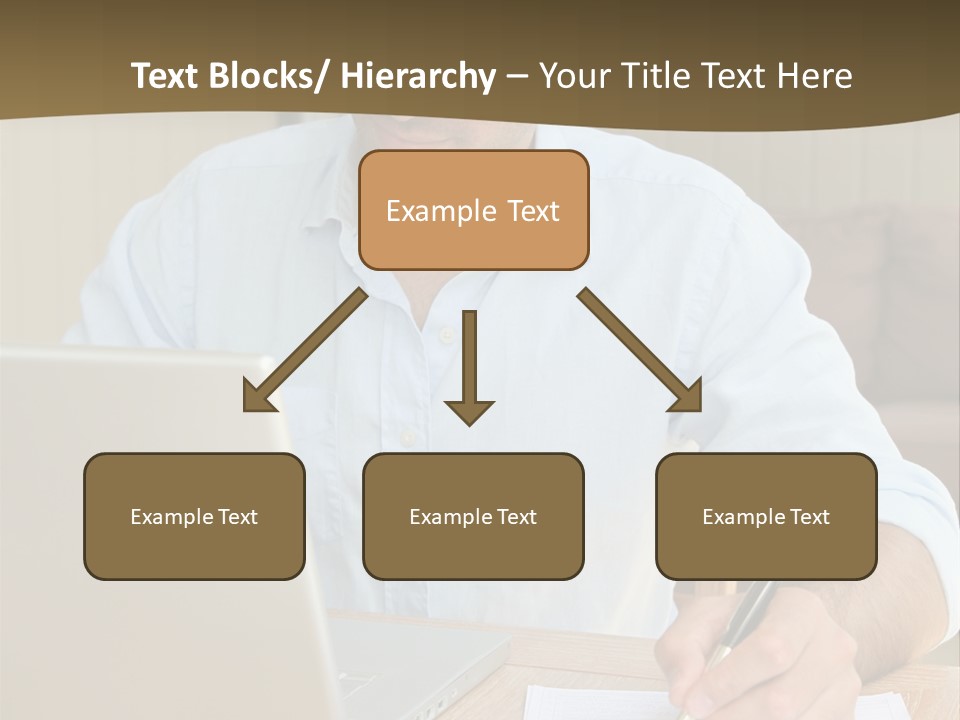 A Man Sitting At A Desk Writing On A Piece Of Paper PowerPoint Template