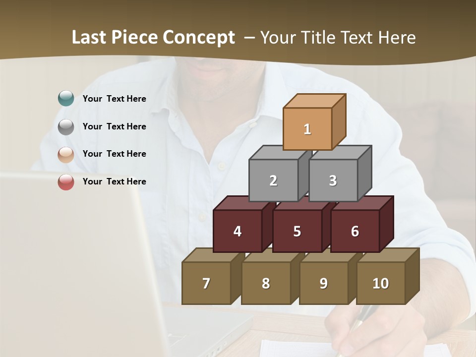 A Man Sitting At A Desk Writing On A Piece Of Paper PowerPoint Template