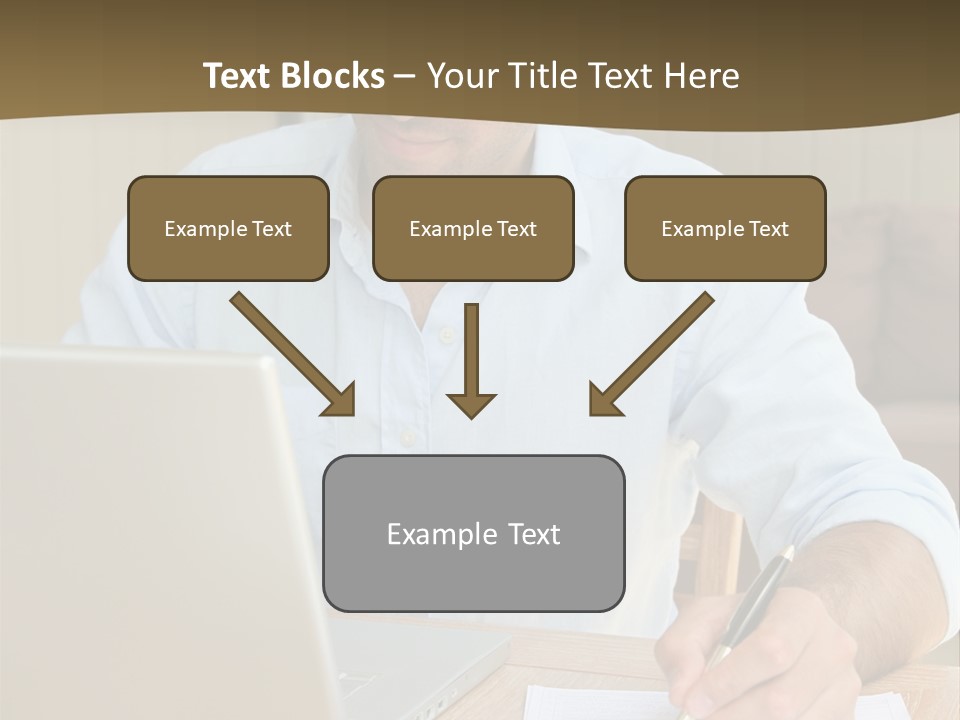 A Man Sitting At A Desk Writing On A Piece Of Paper PowerPoint Template
