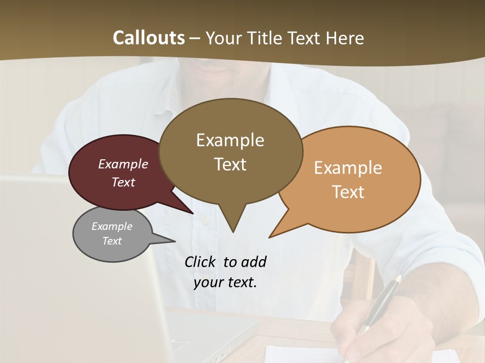 A Man Sitting At A Desk Writing On A Piece Of Paper PowerPoint Template