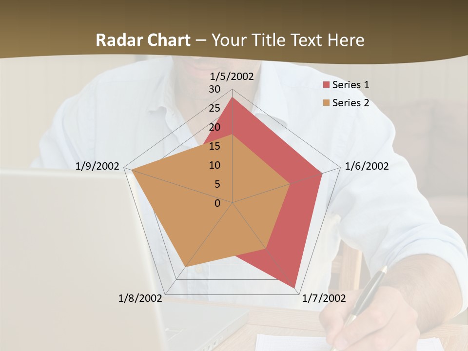 A Man Sitting At A Desk Writing On A Piece Of Paper PowerPoint Template