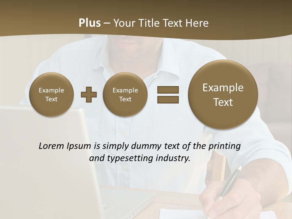 A Man Sitting At A Desk Writing On A Piece Of Paper PowerPoint Template