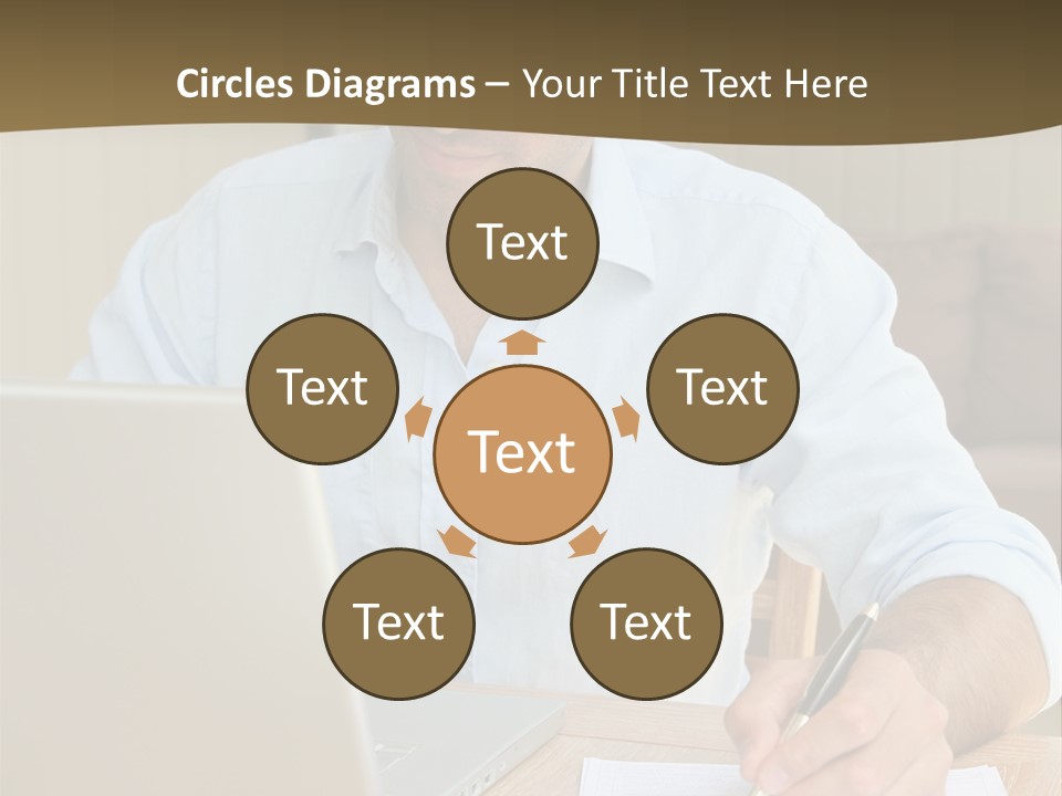 A Man Sitting At A Desk Writing On A Piece Of Paper PowerPoint Template