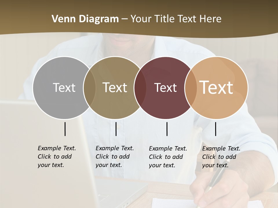 A Man Sitting At A Desk Writing On A Piece Of Paper PowerPoint Template