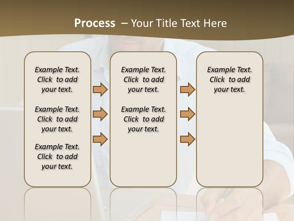 A Man Sitting At A Desk Writing On A Piece Of Paper PowerPoint Template