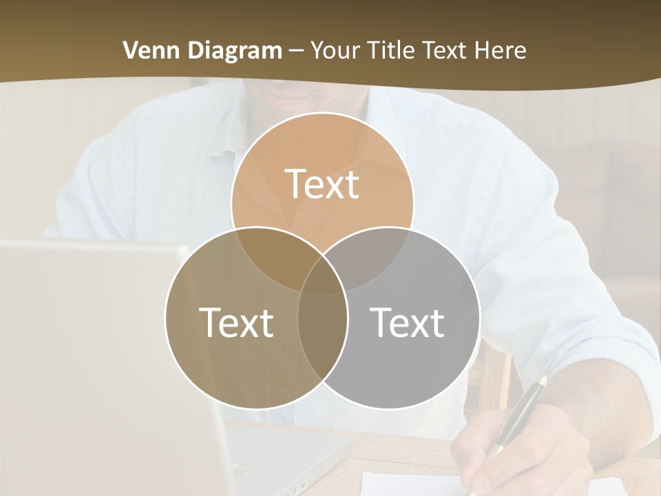 A Man Sitting At A Desk Writing On A Piece Of Paper PowerPoint Template