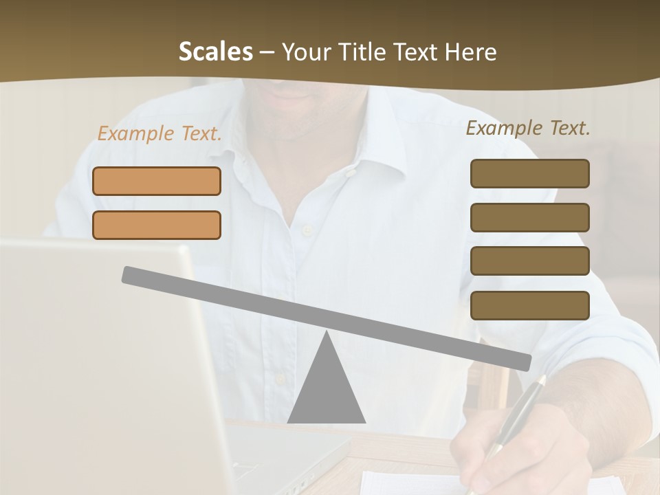 A Man Sitting At A Desk Writing On A Piece Of Paper PowerPoint Template