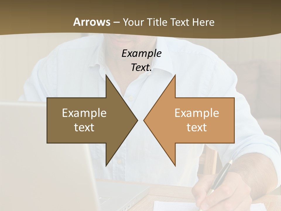 A Man Sitting At A Desk Writing On A Piece Of Paper PowerPoint Template