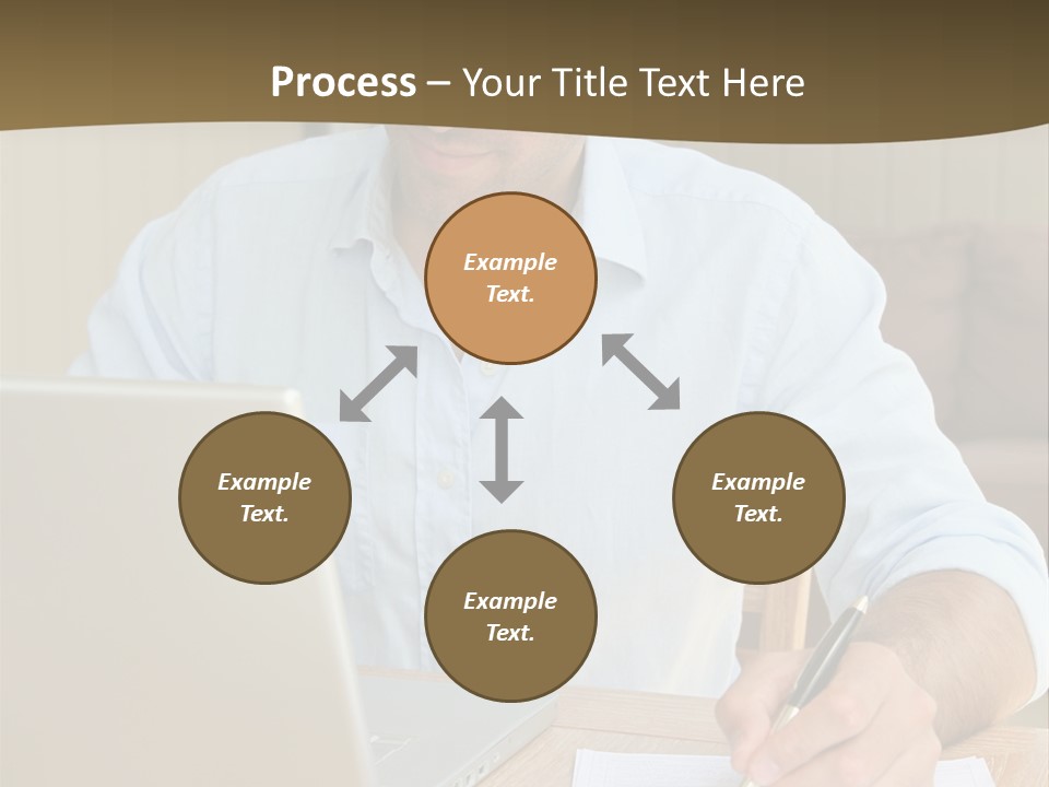 A Man Sitting At A Desk Writing On A Piece Of Paper PowerPoint Template