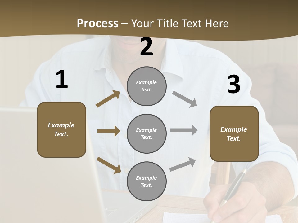 A Man Sitting At A Desk Writing On A Piece Of Paper PowerPoint Template
