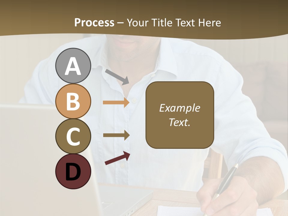 A Man Sitting At A Desk Writing On A Piece Of Paper PowerPoint Template