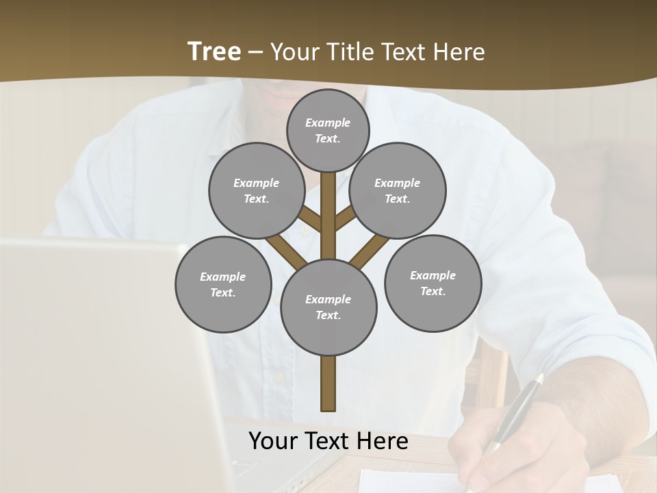 A Man Sitting At A Desk Writing On A Piece Of Paper PowerPoint Template