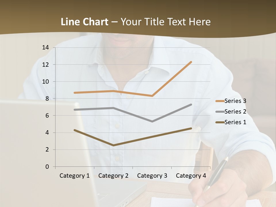 A Man Sitting At A Desk Writing On A Piece Of Paper PowerPoint Template