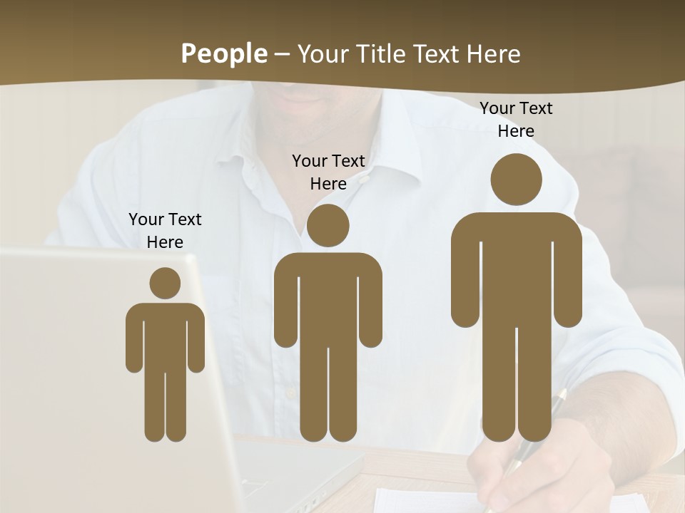 A Man Sitting At A Desk Writing On A Piece Of Paper PowerPoint Template