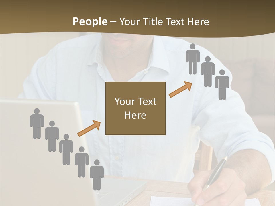 A Man Sitting At A Desk Writing On A Piece Of Paper PowerPoint Template