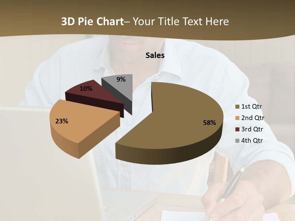 A Man Sitting At A Desk Writing On A Piece Of Paper PowerPoint Template