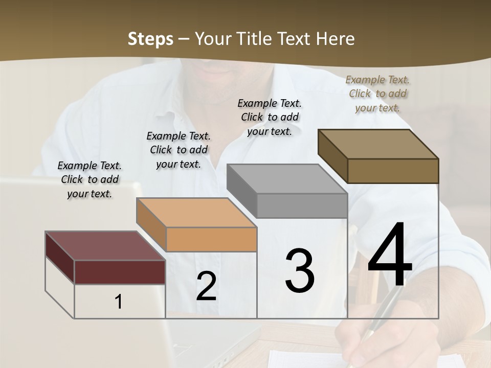 A Man Sitting At A Desk Writing On A Piece Of Paper PowerPoint Template