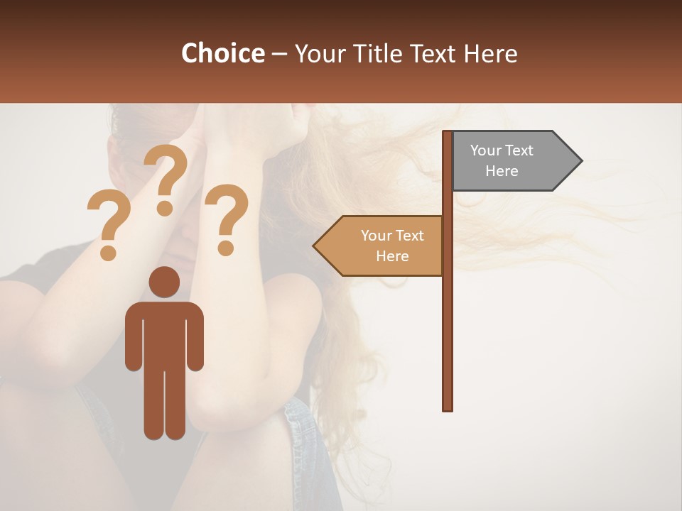 A Woman Holding A Sign That Says Name Of Presentation Company Name PowerPoint Template