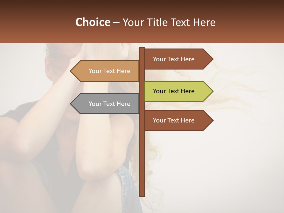 A Woman Holding A Sign That Says Name Of Presentation Company Name PowerPoint Template