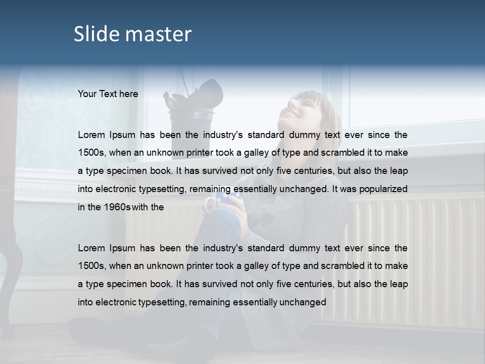 A Woman Sitting On The Floor With A Cup Of Coffee PowerPoint Template