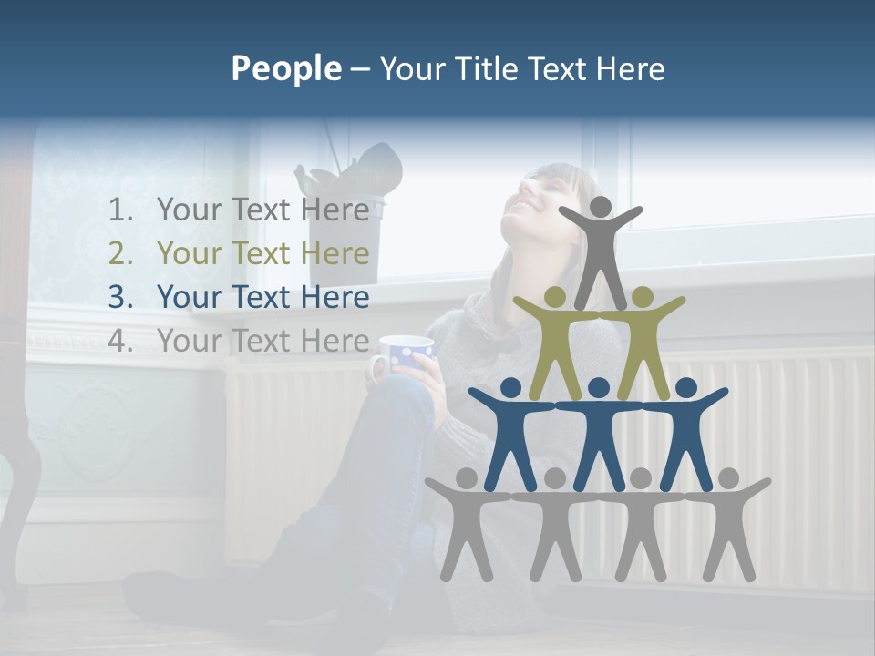 A Woman Sitting On The Floor With A Cup Of Coffee PowerPoint Template