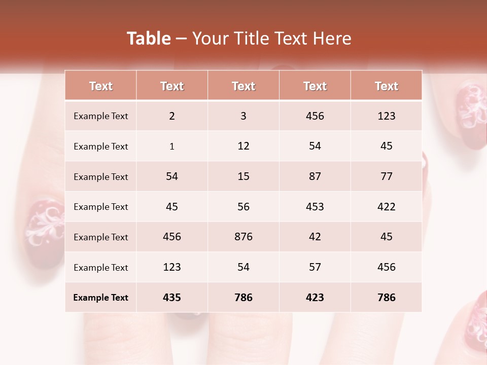 A Woman's Nails With Red And White Designs On Them PowerPoint Template