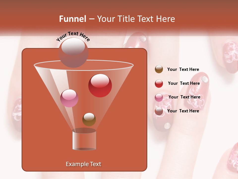 A Woman's Nails With Red And White Designs On Them PowerPoint Template