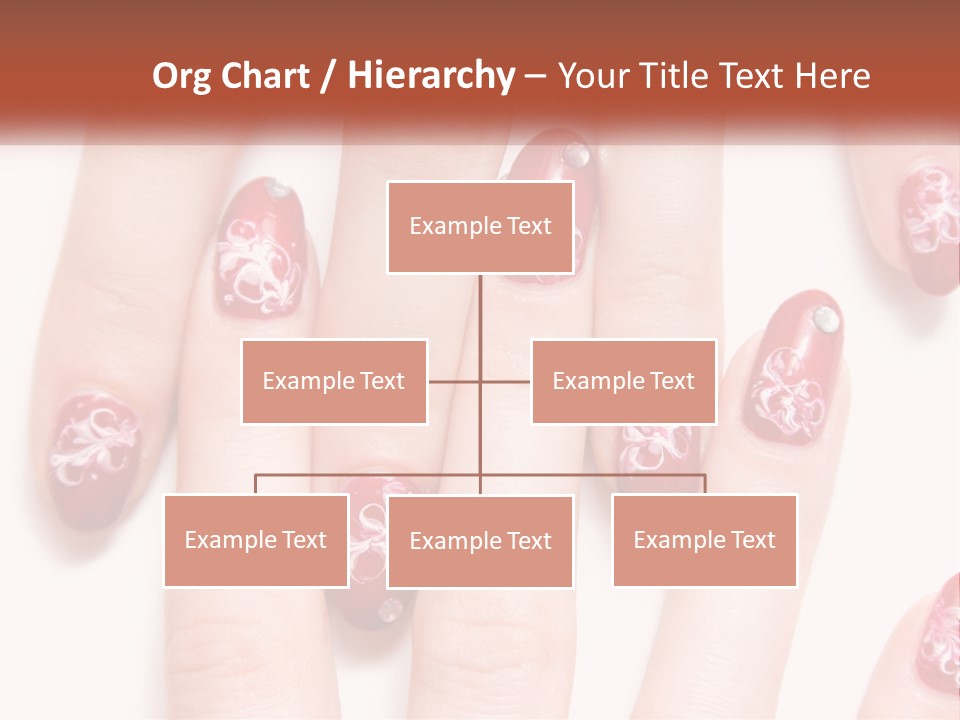 A Woman's Nails With Red And White Designs On Them PowerPoint Template