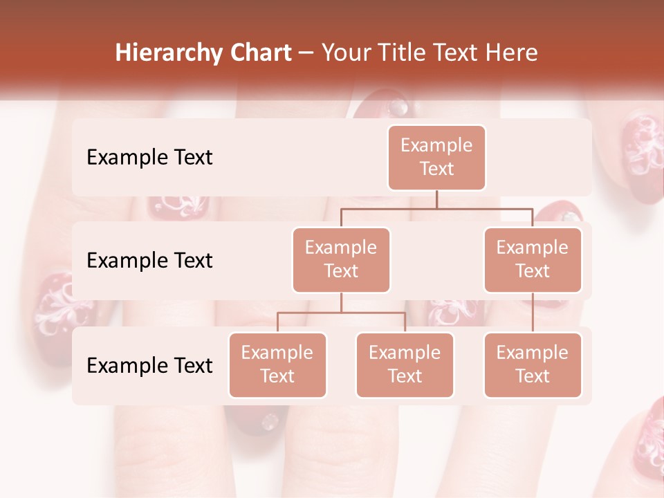 A Woman's Nails With Red And White Designs On Them PowerPoint Template