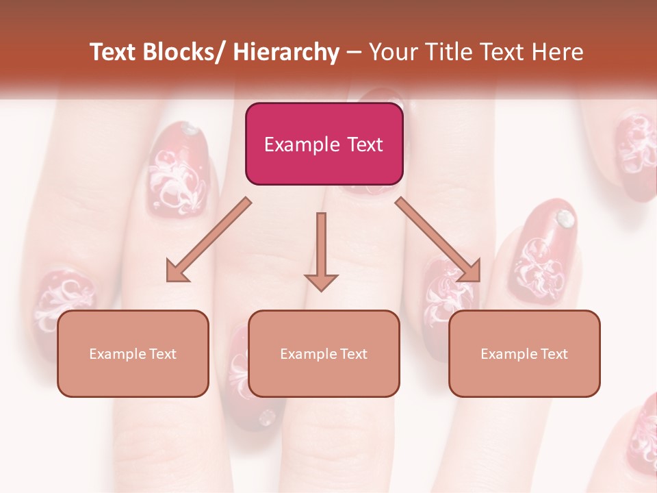 A Woman's Nails With Red And White Designs On Them PowerPoint Template