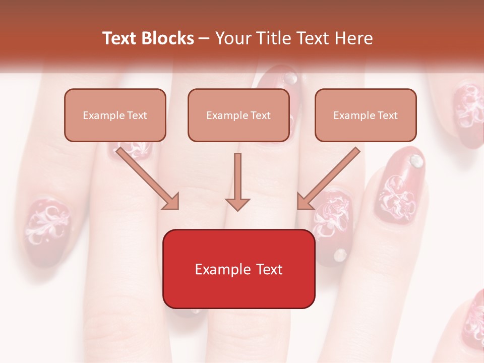 A Woman's Nails With Red And White Designs On Them PowerPoint Template