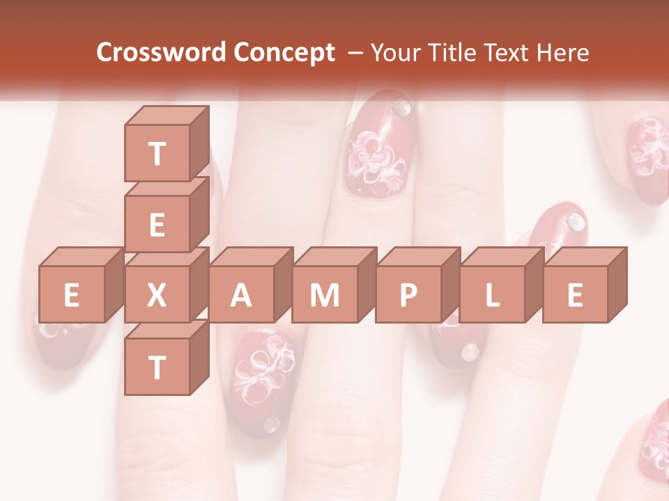 A Woman's Nails With Red And White Designs On Them PowerPoint Template