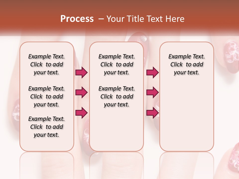 A Woman's Nails With Red And White Designs On Them PowerPoint Template