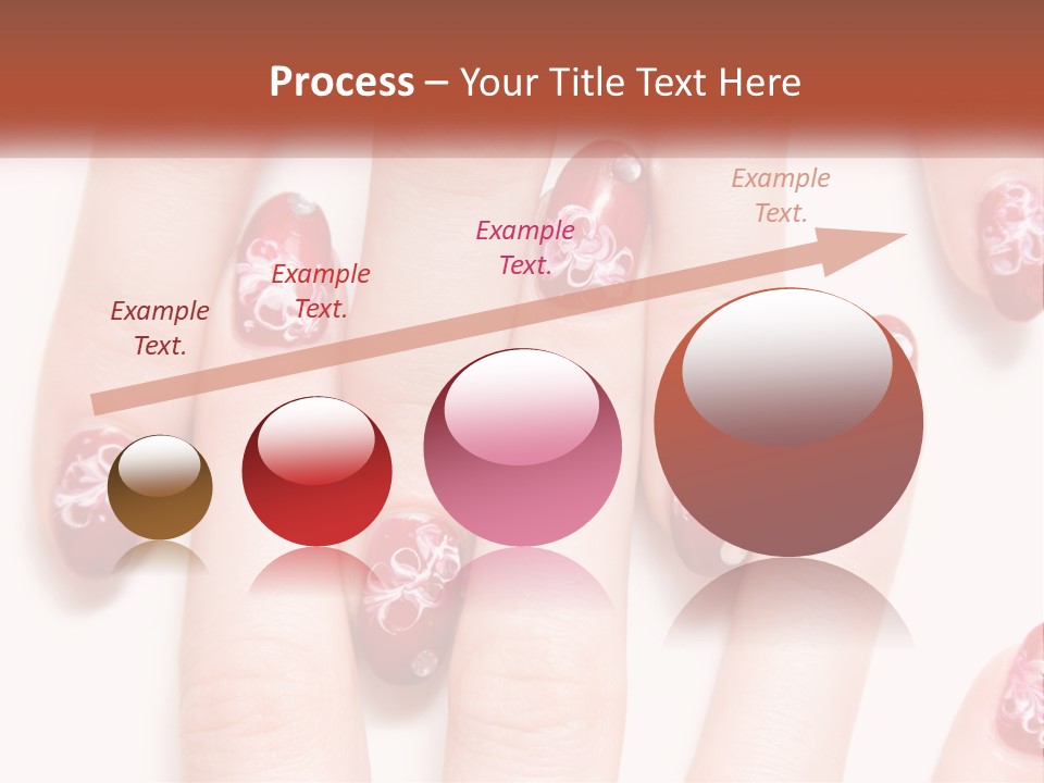 A Woman's Nails With Red And White Designs On Them PowerPoint Template