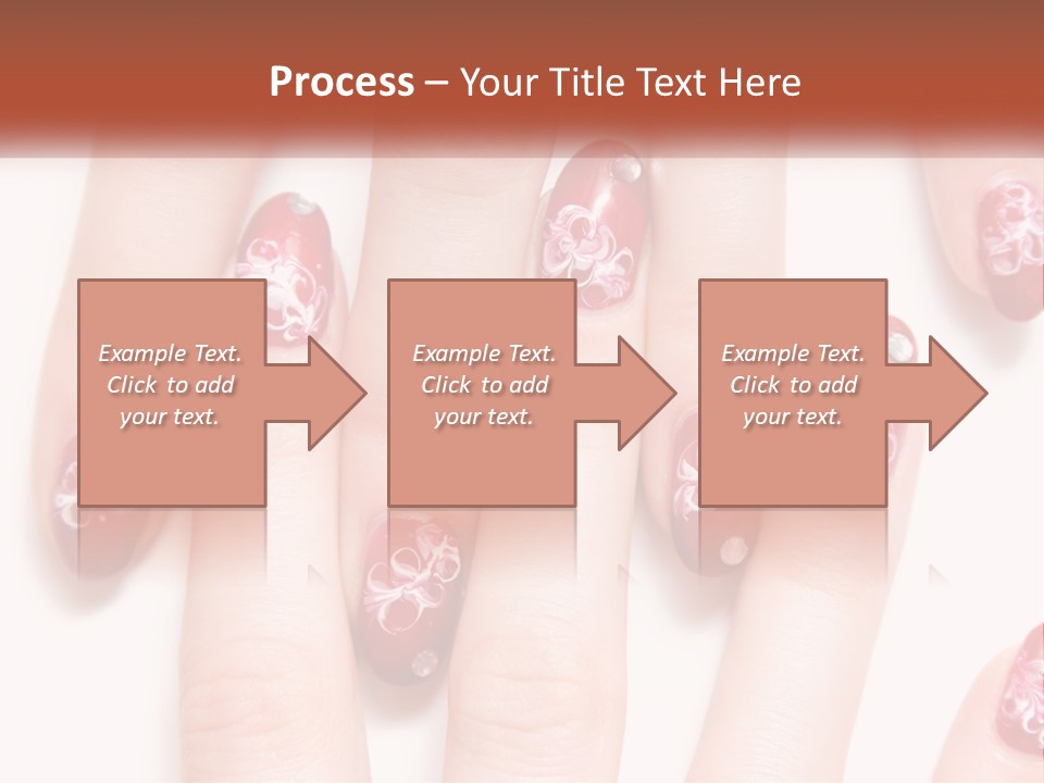 A Woman's Nails With Red And White Designs On Them PowerPoint Template
