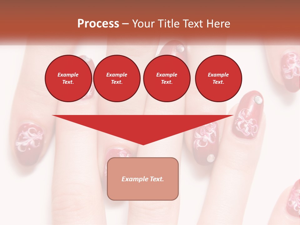 A Woman's Nails With Red And White Designs On Them PowerPoint Template