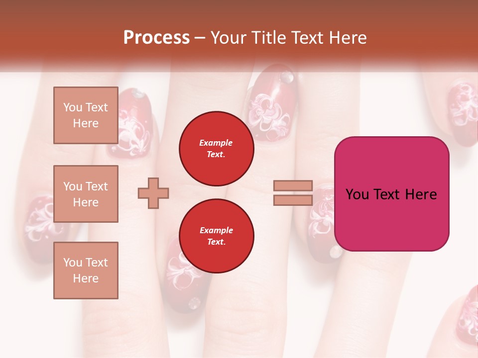A Woman's Nails With Red And White Designs On Them PowerPoint Template