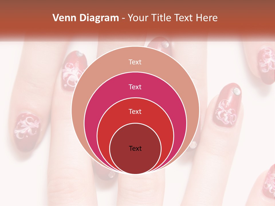A Woman's Nails With Red And White Designs On Them PowerPoint Template