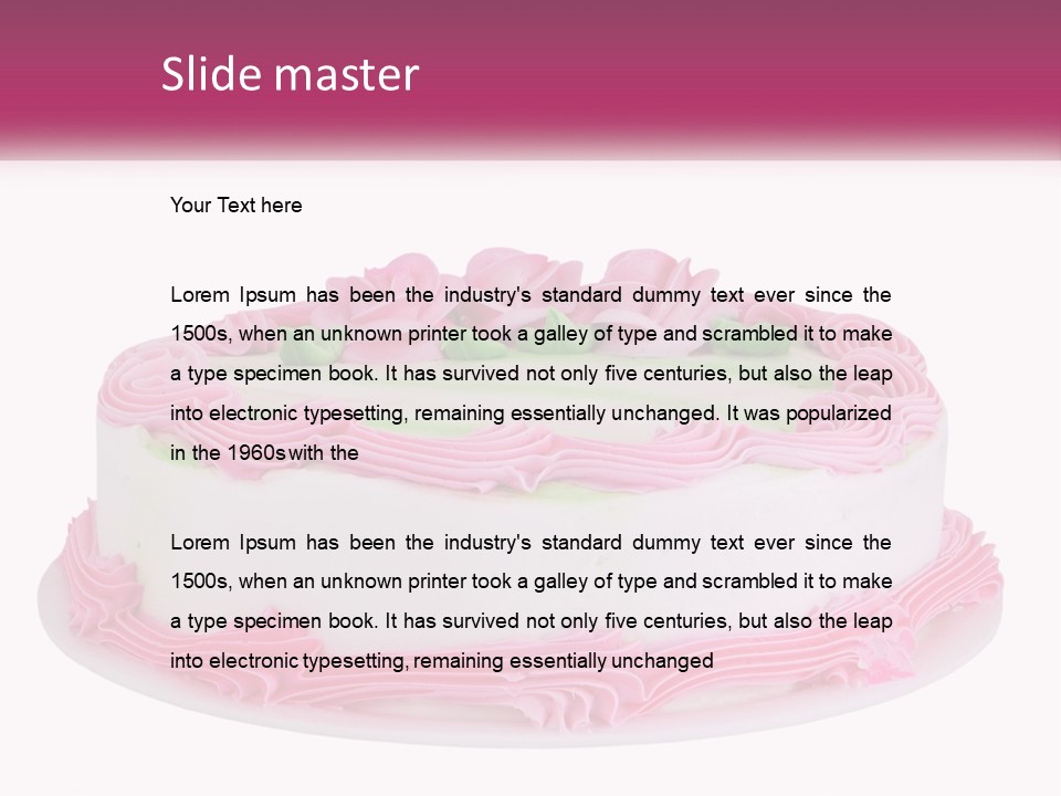 A Cake With Pink Frosting And Green Icing PowerPoint Template