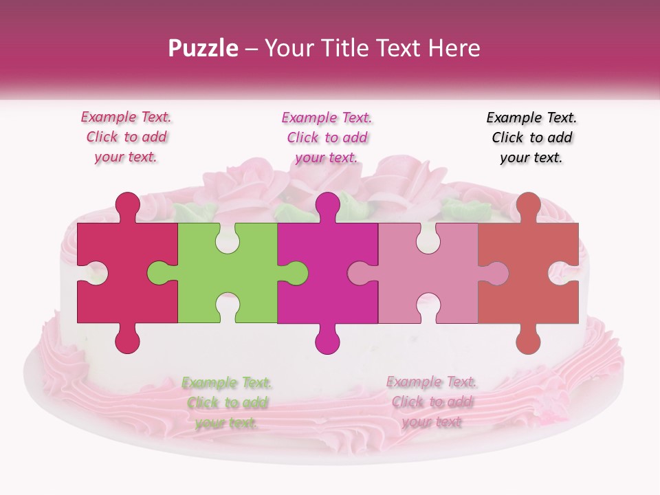 A Cake With Pink Frosting And Green Icing PowerPoint Template