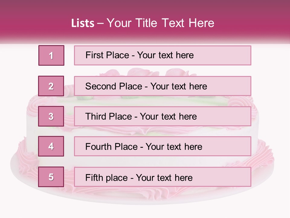 A Cake With Pink Frosting And Green Icing PowerPoint Template