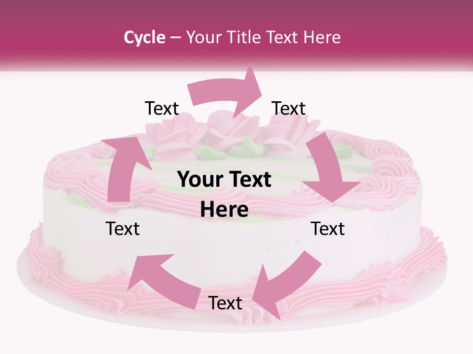 A Cake With Pink Frosting And Green Icing PowerPoint Template