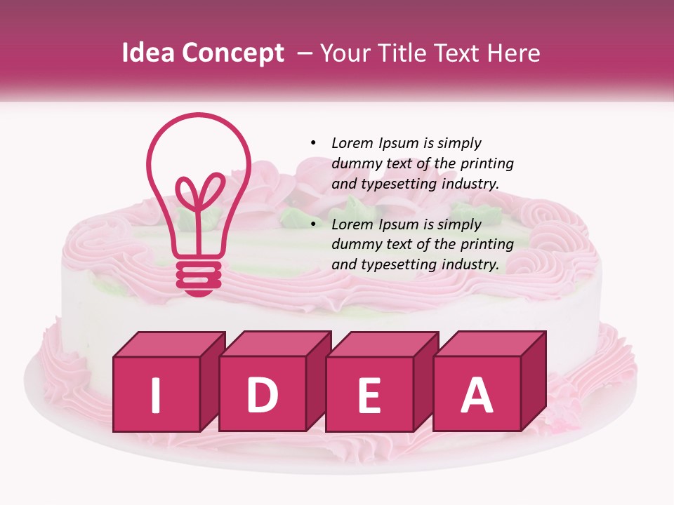 A Cake With Pink Frosting And Green Icing PowerPoint Template