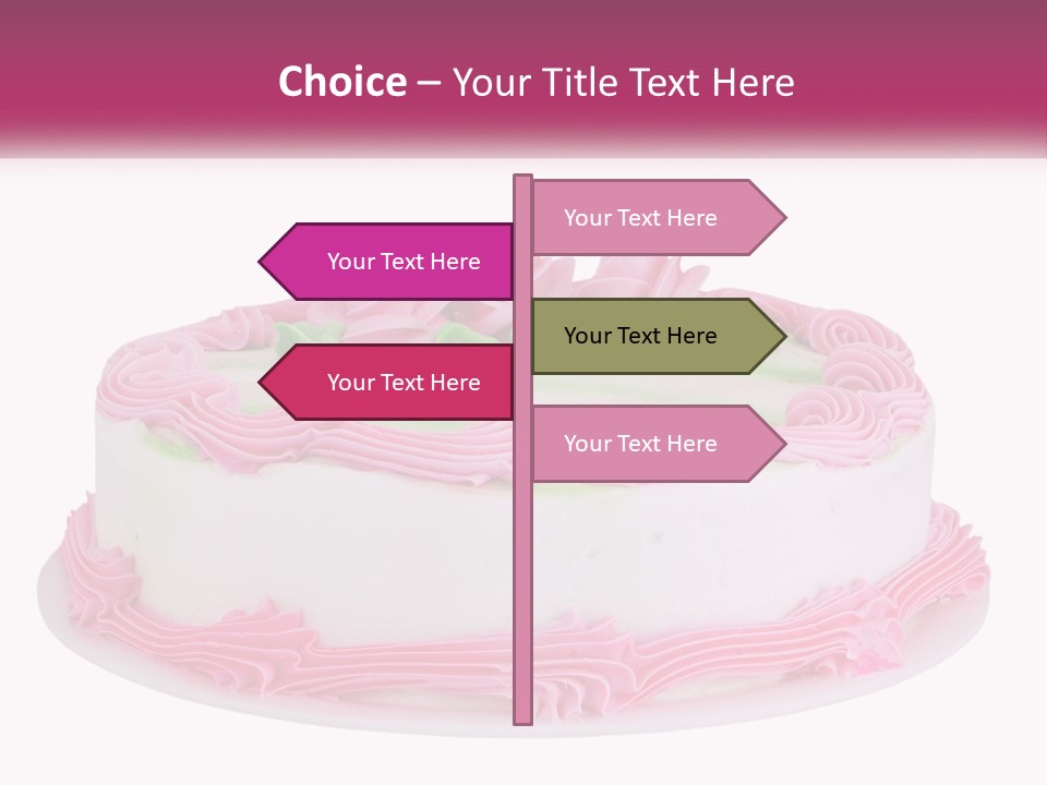 A Cake With Pink Frosting And Green Icing PowerPoint Template