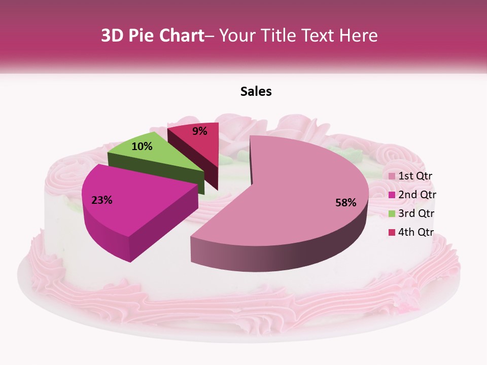 A Cake With Pink Frosting And Green Icing PowerPoint Template