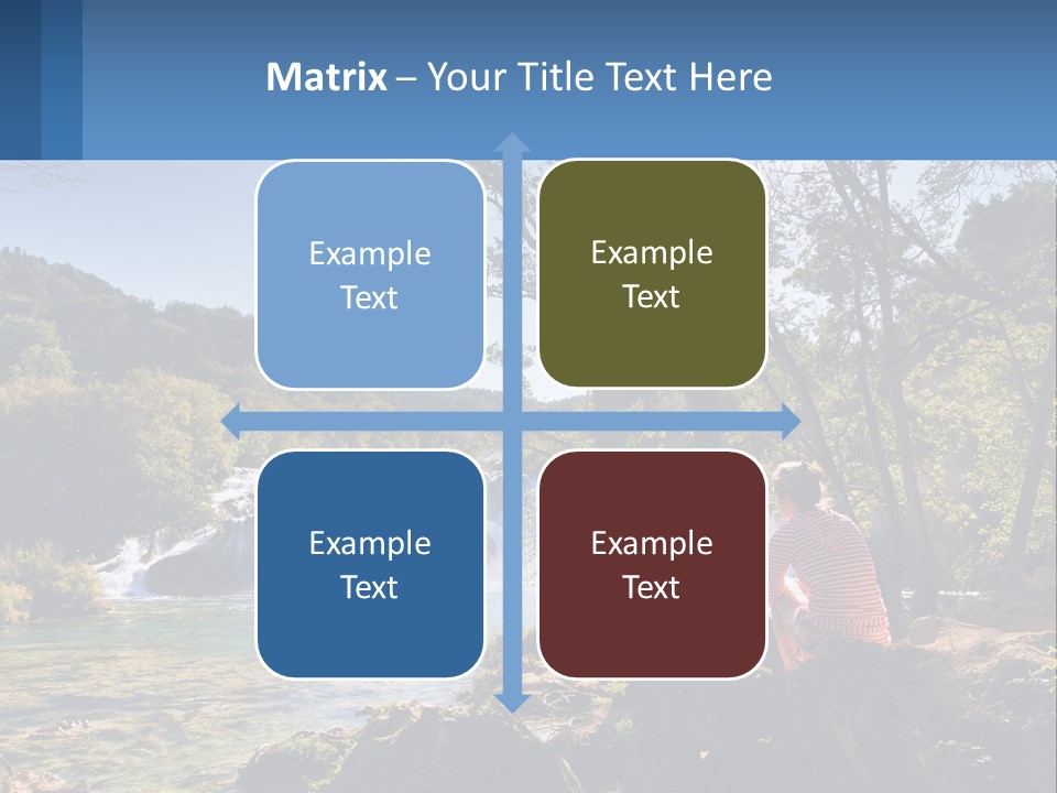 A Woman Sitting On A Rock Looking At A Waterfall PowerPoint Template