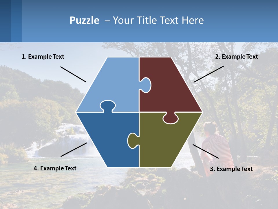 A Woman Sitting On A Rock Looking At A Waterfall PowerPoint Template