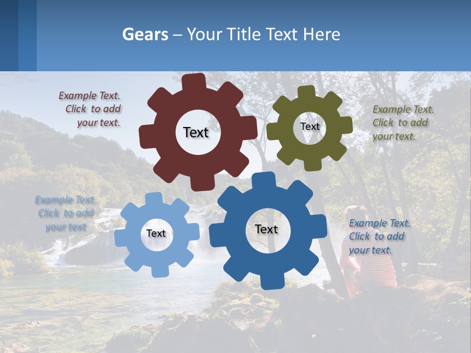 A Woman Sitting On A Rock Looking At A Waterfall PowerPoint Template