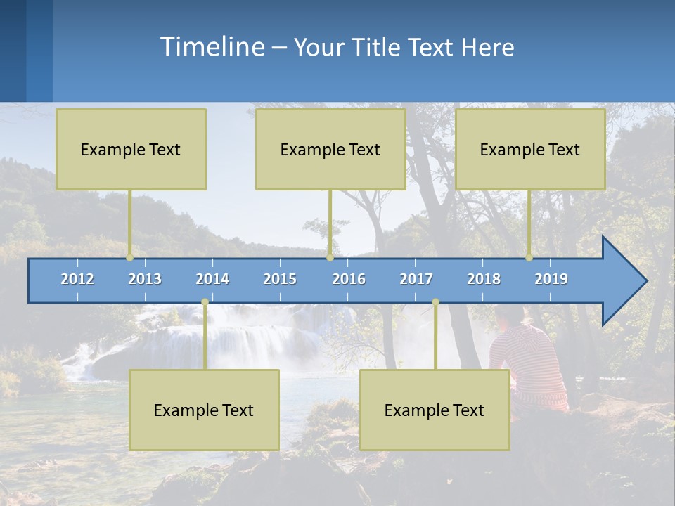 A Woman Sitting On A Rock Looking At A Waterfall PowerPoint Template